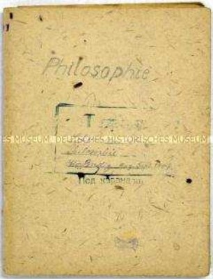 Heft mit handschriftlichen Aufzeichnungen eines deutschen Kriegsgefangenen von einem Lehrgang an der Antifa-Zentralschule (Krasnogorsk?)