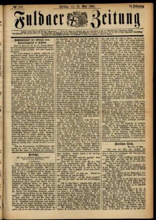 Ausgabe vom Freitag, den 15. Mai 1891.
