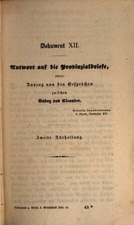 Dokumente zur Geschichte, Beurtheilung und Vertheidigung der Gesellschaft Jesu, [4]. XII. - XIII. Dokument