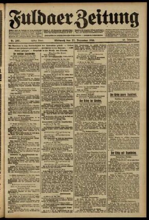 Erste Ausgabe vom Mittwoch, den 27. Dezember 1916.