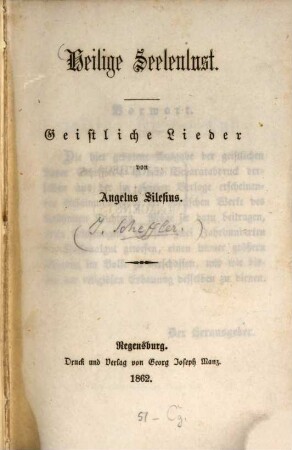 Heilige Seelenlust : geistliche Lieder