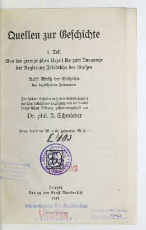 Teil 1: Von der germanischen Urzeit bis zum Ausgange der Regierung Friedrichs des Großen : nebst Abriß der Geschichte des bezeichneten Zeitraumes