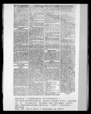 Blatt der Oberhessischen Zeitung