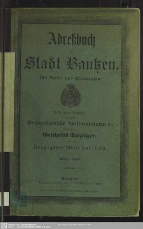 1902: Adreßbuch der Stadt Bautzen