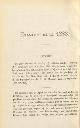 Examenverslag. 1883