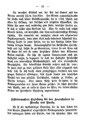 4. Schleiermachers Erziehung bei den Herrnhutern in Niesky und Barby