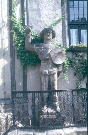 Quedlinburg. Rolandstatue an südwestlicher Ecke des Rathauses