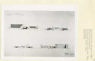 Schwesternwohnheim, Berlin-Wannsee (Diplomarbeit bei Karl Wilhelm Ochs): Ansichten von Norden und Süden 1:200