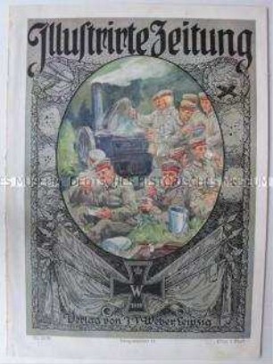 Wochenzeitschrift "Illustrirte Zeitung" u.a. zum Tod König Carol I. von Rumänien und zur Einnahme von Antwerpen durch deutsche Truppen