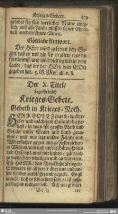 Der X. Titel, begreifft in sich Krieges-Gebete