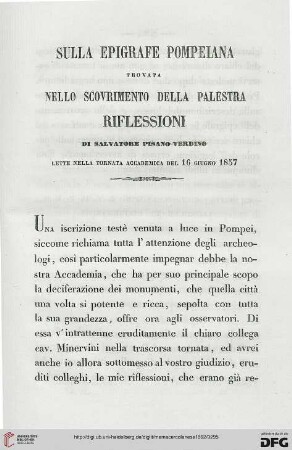9: Sulla epigrafe pompeiana trovata nello scovrimento della Palestra : riflessioni