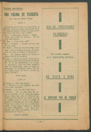 Una página de filosofía : Teatro sintético