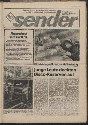 Betriebszeitung 'WF-Sender', Nr.33/1987 (3. Augustausgabe 1987)