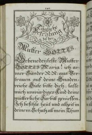Tägliche Besehlung zu der Mutter Gottes. - Für alle Abgestorbenen.