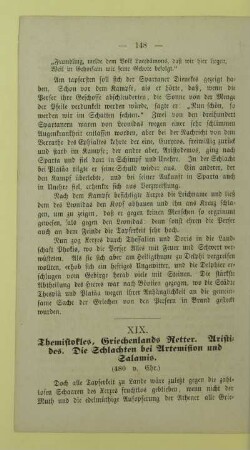 XIX. Themistokles, Griechenlands Retter. Aristides. Die Schlachten bei Artemision und Salamis. (480 v. Chr.)
