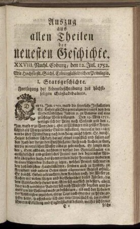 XXVIII. Nachlese. Coburg, den 12. Jul. 1752.