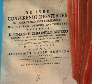 De iure conferendi dignitates in Imperio Romano Germanico