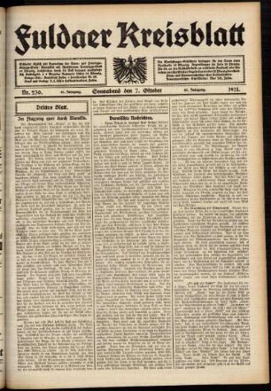 Dritte Ausgabe vom Samstag, den 07. Oktober 1911.