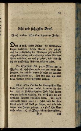 Acht und sechzigster Brief. Noch andre Wunderthaten Jesu.