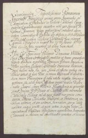 Procuratorium des Franz Philipp von Hohenfeld für den Vikar Zeller.