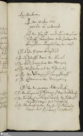 Registratura den 15. May. 1715.