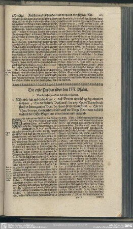 Die Predigten über den hundert und drey und dreissigsten Psalm