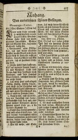 Anhang. Von auserlesenen schönen Gesängen