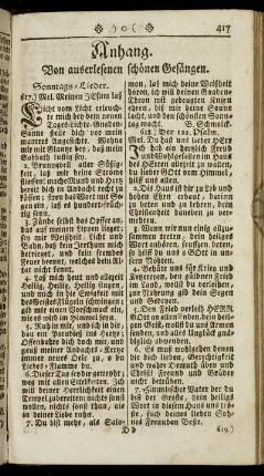 Anhang. Von auserlesenen schönen Gesängen