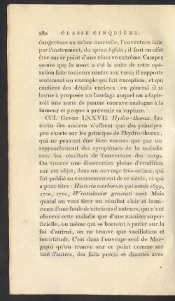 CCI. Genre LXXVII. Hydro-thorax