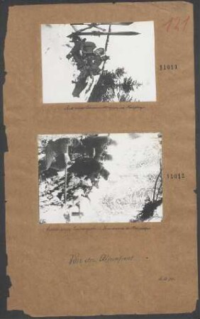 Österr.-ungar. Schützengraben im Tannenwalde des Hochgebirges