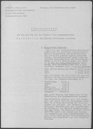 Heidenheim, Kirchengemeinde und Kirchenbezirk: Pfarrbericht 1953
