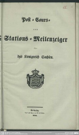 Post-Cours- und Stations-Meilenzeiger für das Königreich Sachsen