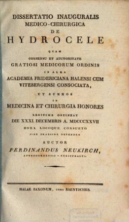 Dissertatio inauguralis medico-chirurgica de hydrocele