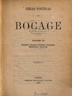 Obras poeticas de Bocage : [-Manoel Maria Barbosa du Bocage]. 2