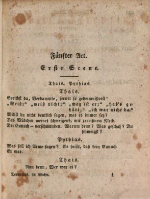 Publius Terentius im Versmaß der Urschrift, 6. Der Eunuch ; [Teil 2]