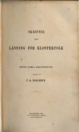 Skrifter till läsning för klosterfolk
