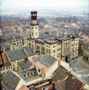 Zittau : Blick auf Zittau mit Rathaus von 1840 und Marktplatz