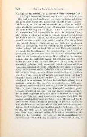 352-353 [Rezension] gerster, Thomas Villanova, Katholische Sittenlehre, 3. Auflage