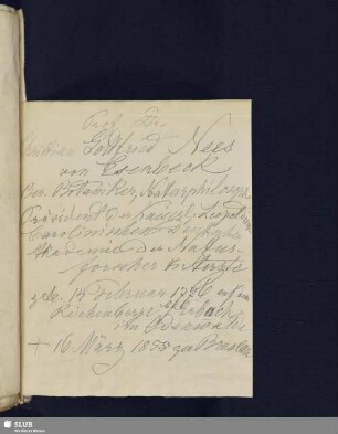 Nr. 109-116. Nees von Esenbeck, Christian Gottfried Daniel