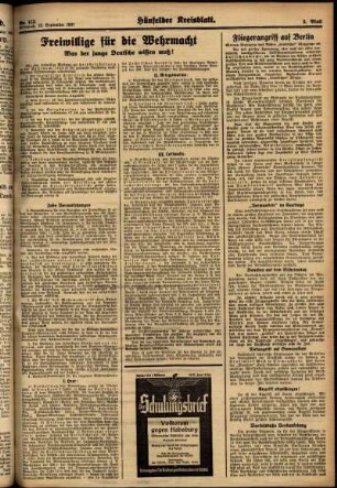 Zweite Ausgabe vom Mittwoch, den 22. September 1937.