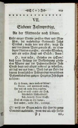 VII. Siebente Fastenpredigt. An der Mittwoche nach Lätare.