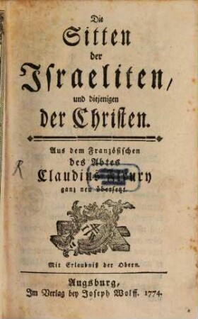 Die Sitten der Israeliten, und diejenigen der Christen