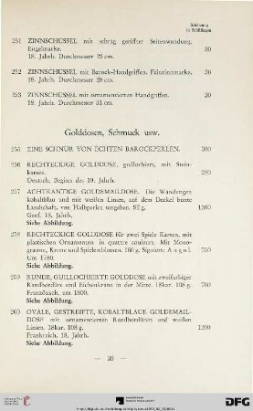 Golddosen, Schmuck usw. (Nr. 255-298)