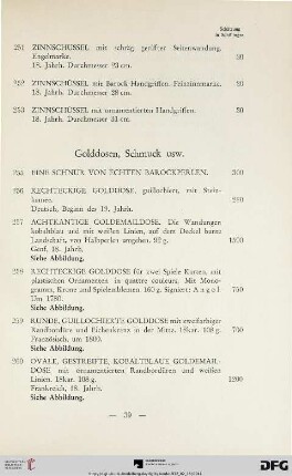 Golddosen, Schmuck usw. (Nr. 255-298)