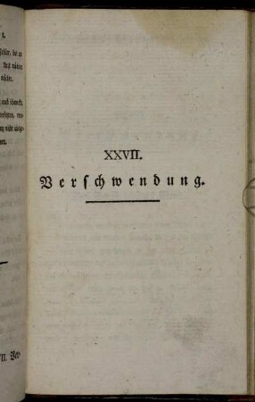 XXVII. Verschwendung.