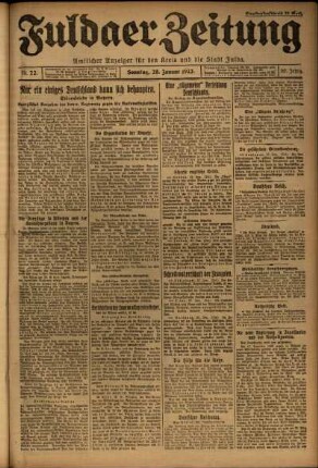 Erste Ausgabe vom Sonntag, den 28. Januar 1923.