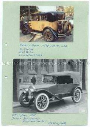 Bild-Dokumentation aus 25 Tafeln mit aufgeklebten Fotos von historischen Fahrzeugen (Recherche-Material für DEFA-Filme)