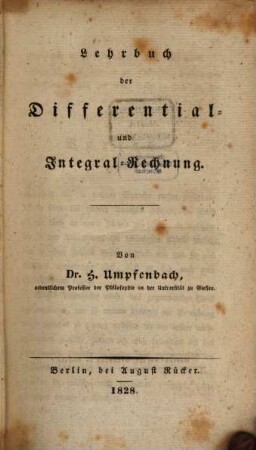 Lehrbuch der Differential- und Integral-Rechnung