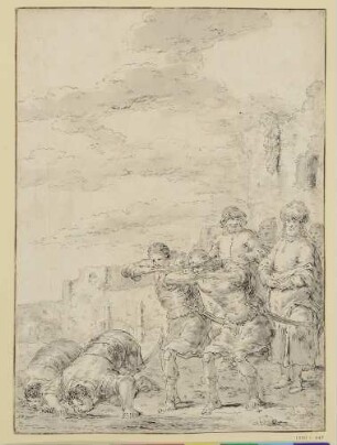 Altes Testament; Folge I, Blatt 12: Die Krieger Gideons trinken Wasser