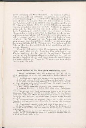 Zusammenfassung der wichtigsten Versuchsergebnisse.